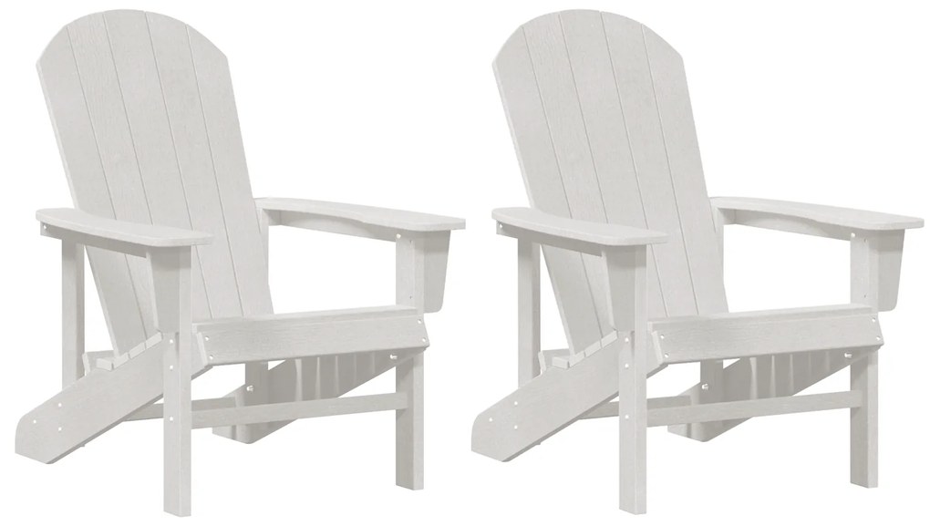 vidaXL Καρέκλες Adirondack 2 τμχ Λευκό 74x82x90 εκ HDPE