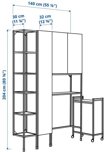 ENHET σύνθεση αποθήκευσης για χώρο πλυντήριου, 80x32x204 cm 694.779.24