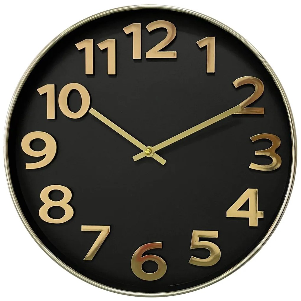 Ρολόι Τοίχου ArteLibre Μαύρο/Χρυσό Πλαστικό Φ36x4.2cm