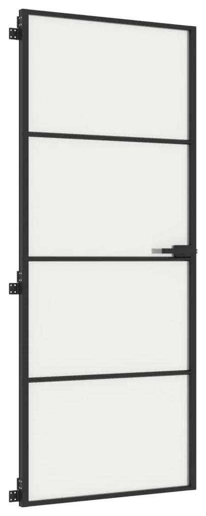 vidaXL Εσωτερική Πόρτα Μαύρη 83 x 201,5 εκ. Ψημένο Γυαλί & Αλουμίνιο