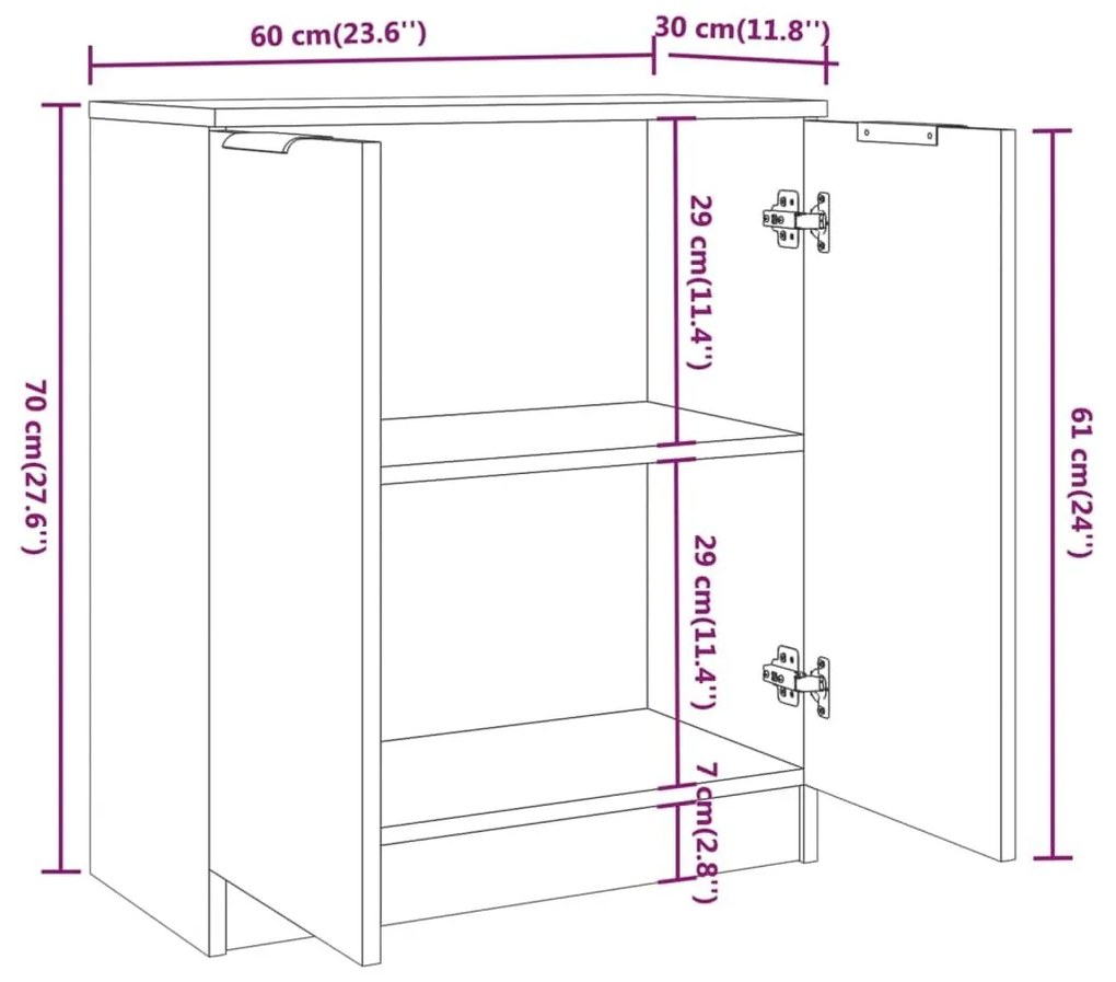 Ντουλάπι Μαύρο 60 x 30 x 70 εκ. από Επεξεργασμένο Ξύλο - Μαύρο