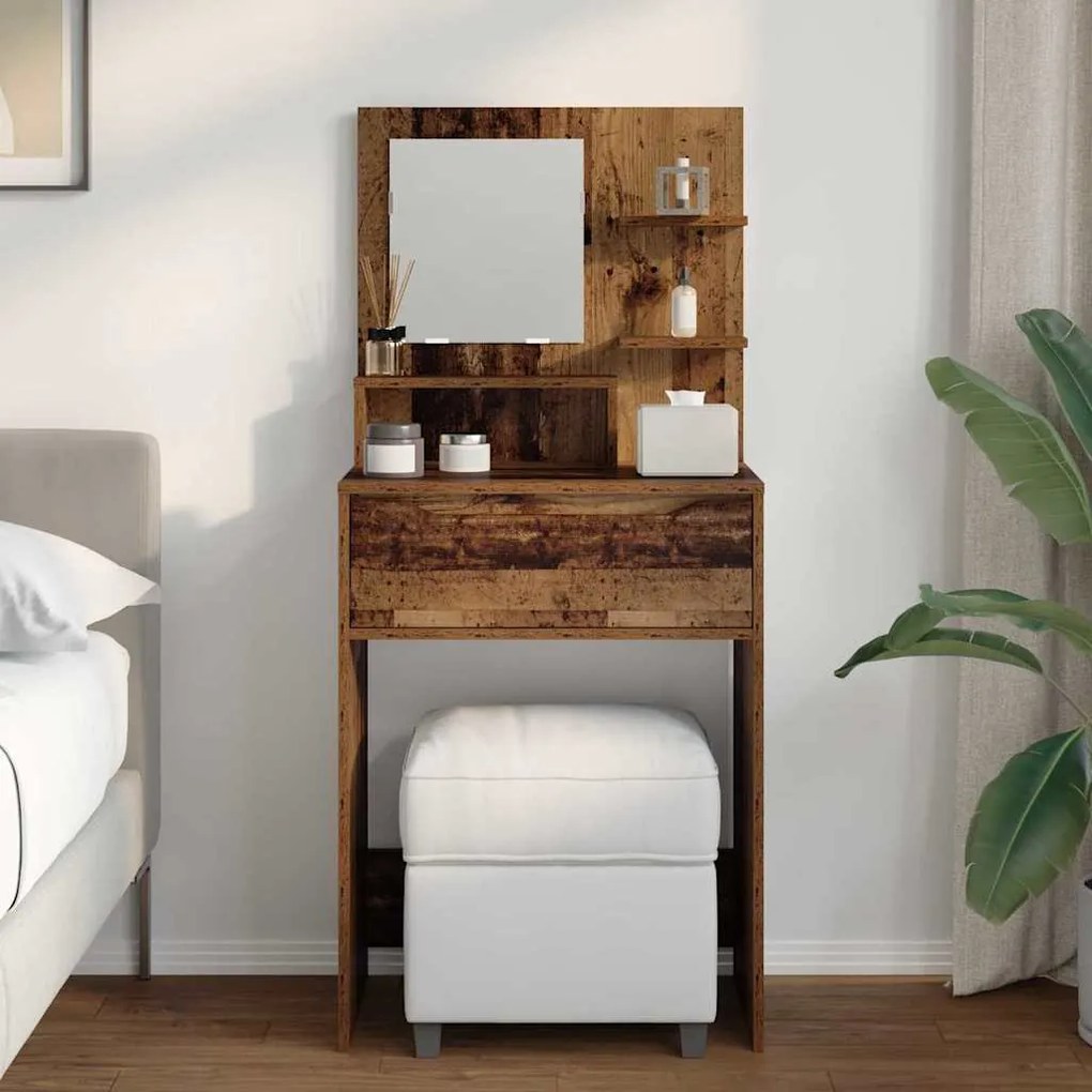 vidaXL Τραπέζια Ντυσίματος Κρεβατοκάμαρας με συρτάρι Παλιό Ξύλο