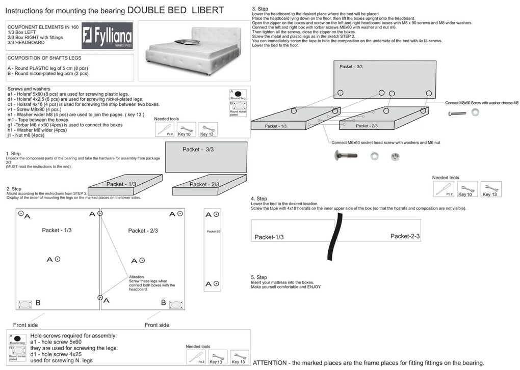Επενδυμένο Κρεβάτι Libert Fylliana με Πάτωμα Μπέζ 160x200 εκ. 170x220x110 εκ.