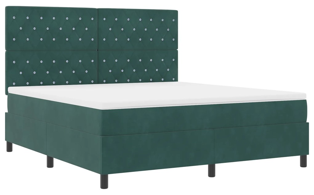 vidaXL Κρεβάτι με ελατήρια Σκούρο πράσινο 180 x 200 cm Βελούδο