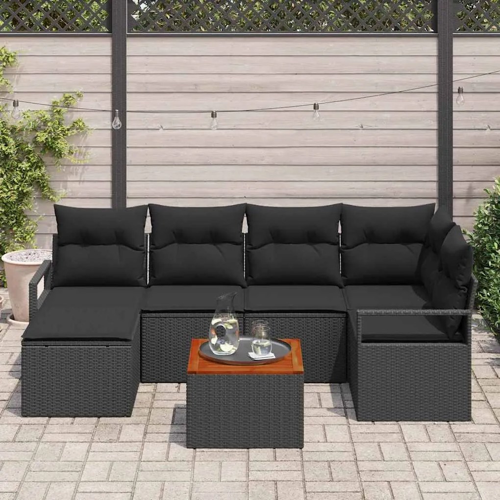 vidaXL Σετ Καναπέ Κήπου 7 pcs Μαύρο