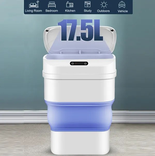 Μπλε πτυσσόμενος κάδος απορριμμάτων με έξυπνο αισθητήρα ZSW-L11 OEM