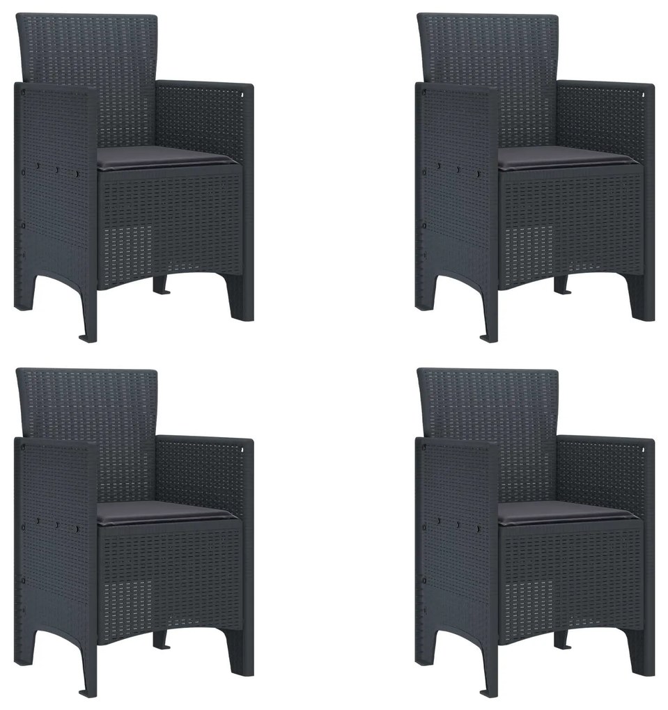 Καρέκλα Κήπου 4 pcs Ανθρακί 53 x 49 x 85 εκ. PP