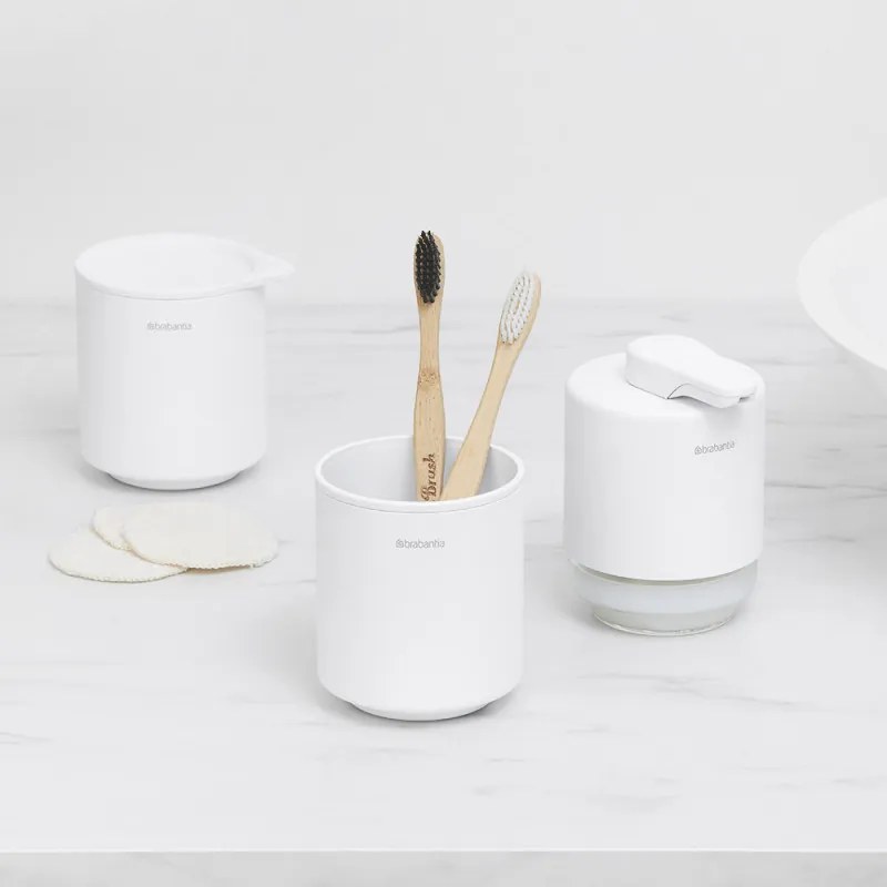 Κουτί αξεσουάρ μπάνιου Brabantia MindSet Mineral 1005687, Αντιολισθητική βάση, Ορυκτό φινίρισμα, Λευκό