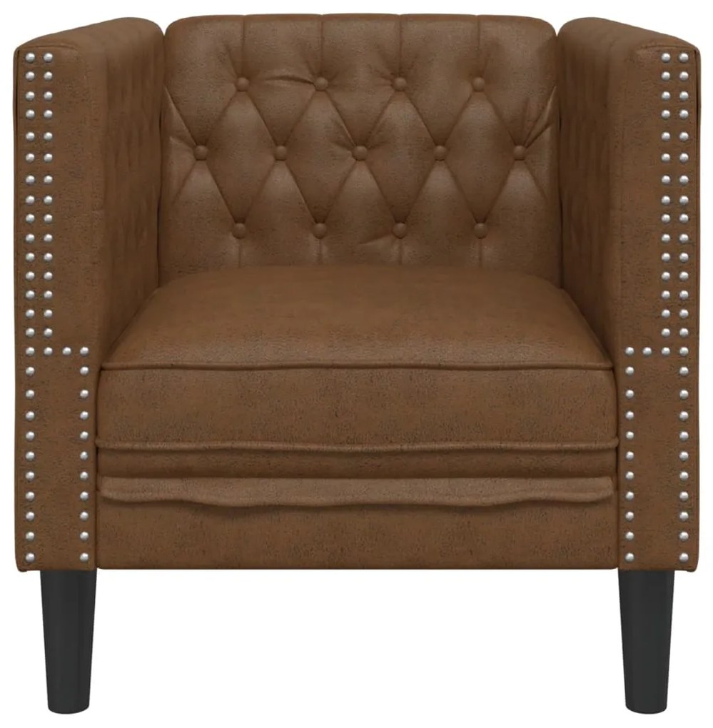 vidaXL Πολυθρόνα Chesterfield Καφέ από Συνθετικό Καστόρι
