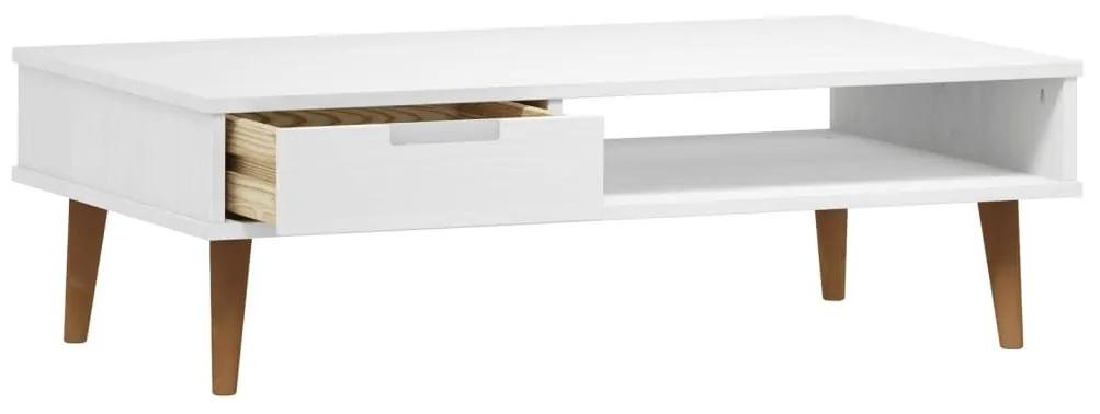 Τραπέζι Σαλονιού MOLDE Λευκή 100x55x31 εκ. Μασίφ Ξύλο Πεύκου - Λευκό