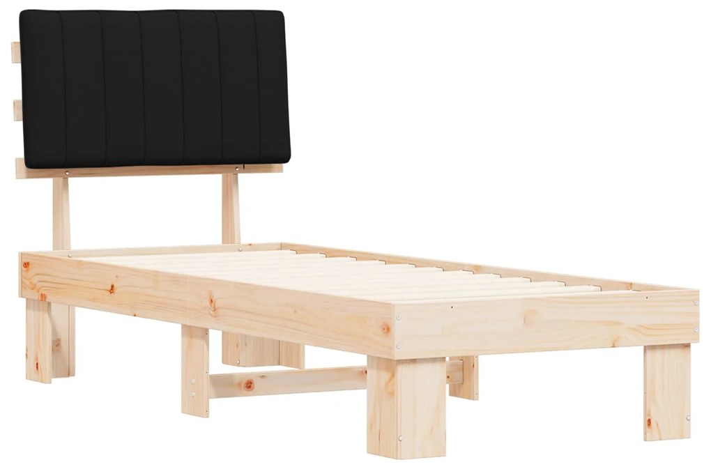 vidaXL Σκελετός Κρεβατιού με Επενδεδυμένο Κεφαλάρι Μαύρο 80 x 200 cm