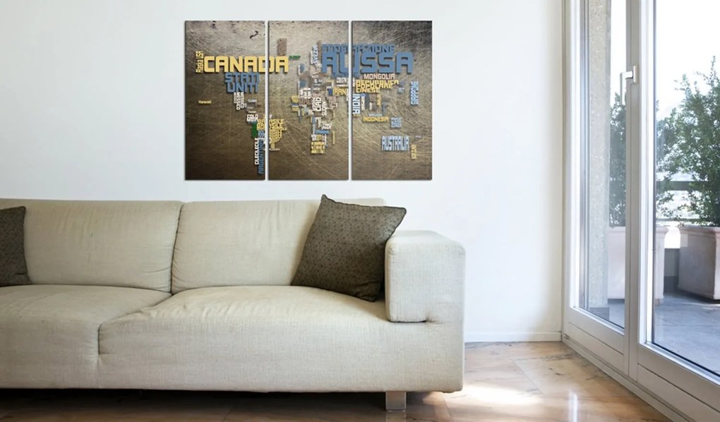 Πίνακας - Map of the World (Italian language) - triptych 60x40