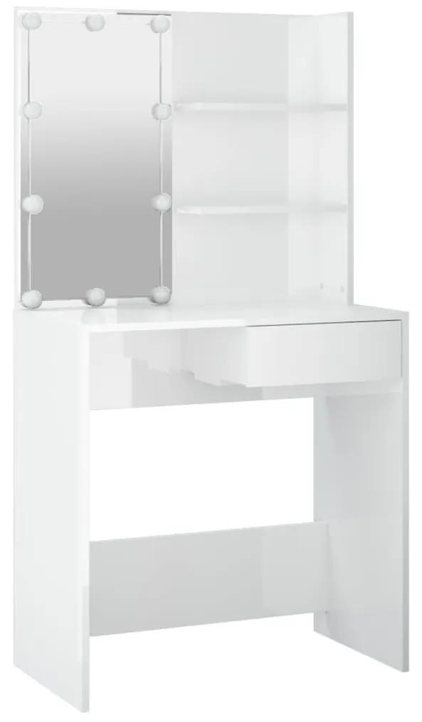 Μπουντουάρ με LED Γυαλιστερό Λευκό 74,5 x 40 x 141 εκ. - Λευκό