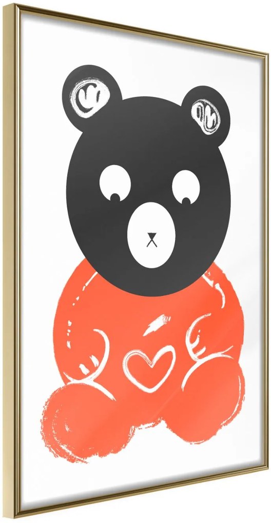 Αφίσα - Teddy Bear in Love - 20x30 - Χρυσό - Χωρίς πασπαρτού