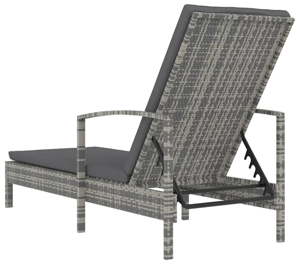 vidaXL Ξαπλώστρα με Μπράτσα Γκρι από Συνθετικό Ρατάν