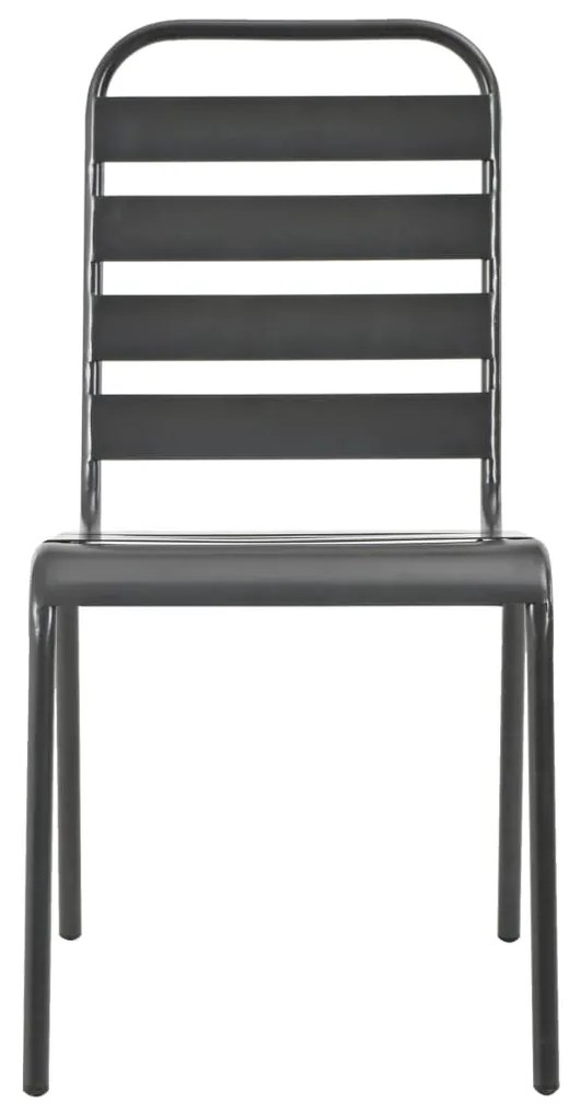 vidaXL Καρέκλες Εξωτερικού Χώρου με Λωρίδες 4 τεμ. Σκ. Γκρι Ατσάλινες