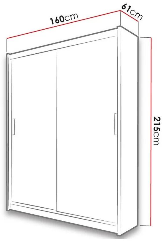 Ντουλάπα Honolulu 134, Άσπρο, 215x160x61cm, 128 kg, Πόρτες ντουλάπας: Ολίσθηση, Αριθμός ραφιών: 4, Αριθμός ραφιών: 4 | Epipla1.gr