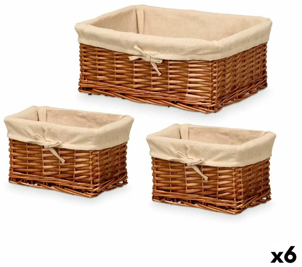 Σετ καλαθιών Kipit HX31449S/3 πολυεστέρας λυγαριά Ύφασμα 50 % βαμβάκι 39 x 16 x 30 cm 3 Τεμάχια