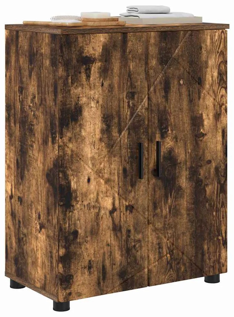 vidaXL Ντουλάπι Μπάνιου με αποθήκευση Καπνιστό Δρύς 60 x 35 x 80 εκ