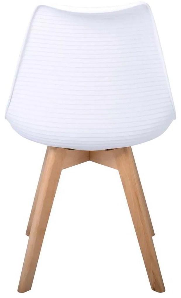 Καρέκλα MARTIN STRIPE Ξύλινο πόδι / PP Άσπρο 49x56x82cm (Σετ 4 ΤΕΜ)