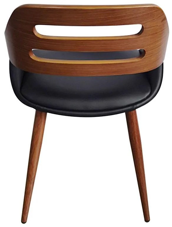 Καρέκλα - Πολυθρόνα Valeria PU μαύρο-πόδι καρυδί 50x53x76 εκ.