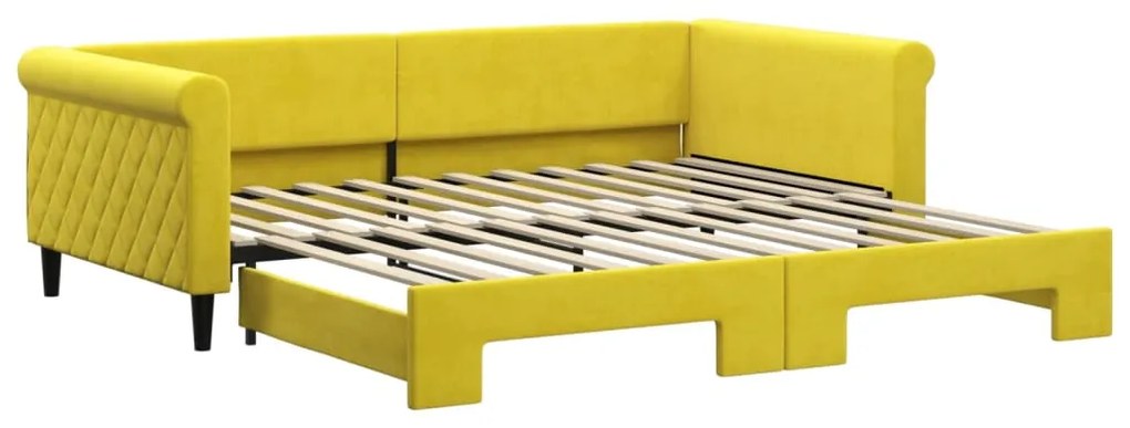 vidaXL Καναπές Κρεβάτι Συρόμενος Κίτρινος 100x200 εκ. Βελούδινος
