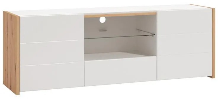 Έπιπλο Τηλεόρασης Alicia Artisan Oak - Λευκό - Λευκή Λάκα 158x40x55 εκ. 158x40x55 εκ.