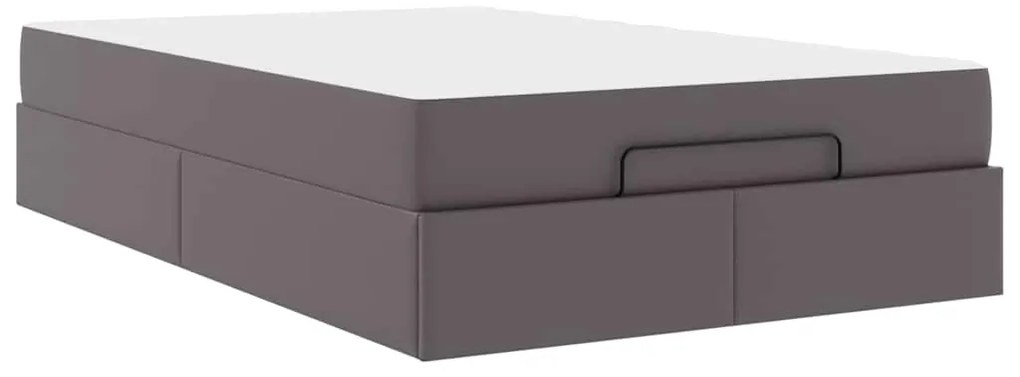 vidaXL Σκελετός κρεβατιού με στρώμα Γκρι 120 x 200 cm Τεχνητό δέρμα