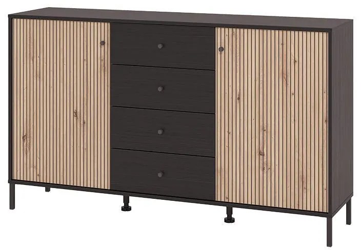 Κομότα - Μπουφές Correze 3K4F Μαύρο Δρύς -Artisan Oak 157x40x93 εκ. 157x40x93 εκ.