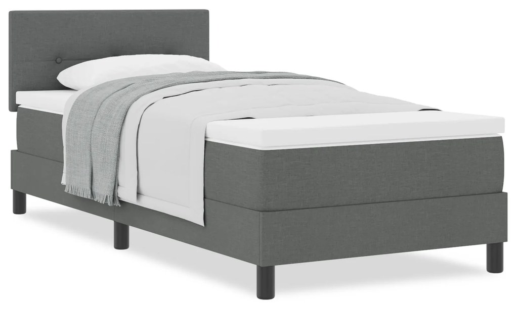vidaXL Κρεβάτι με Στρώμα Σκούρο Γκρι 90x200 εκ Ύφασμα