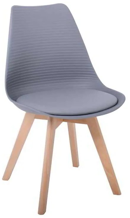 Καρέκλα MARTIN STRIPE Ξύλινο πόδι / PP Γκρι 49x56x82cm (Σετ 4 ΤΕΜ)