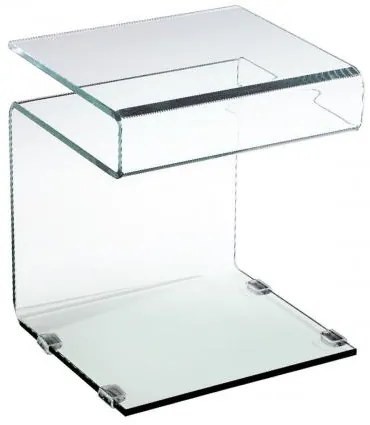 GLASSER βοηθητικό τραπεζάκι Διάφανο Γυαλί 12mm 42x38x48 cm ΕΜ735