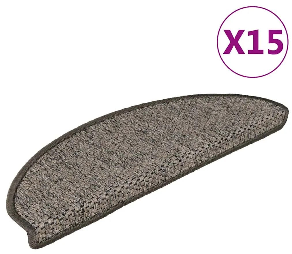 vidaXL Πατάκια Σκάλας Αυτοκόλλητα 15τεμ. Όψη Σιζάλ Καφέ/Μπεζ 65x21x4εκ