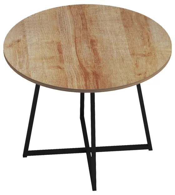 Τραπέζι Sarah Ι pakoworld oak- μαύρα μεταλλικά πόδια Φ100x76εκ