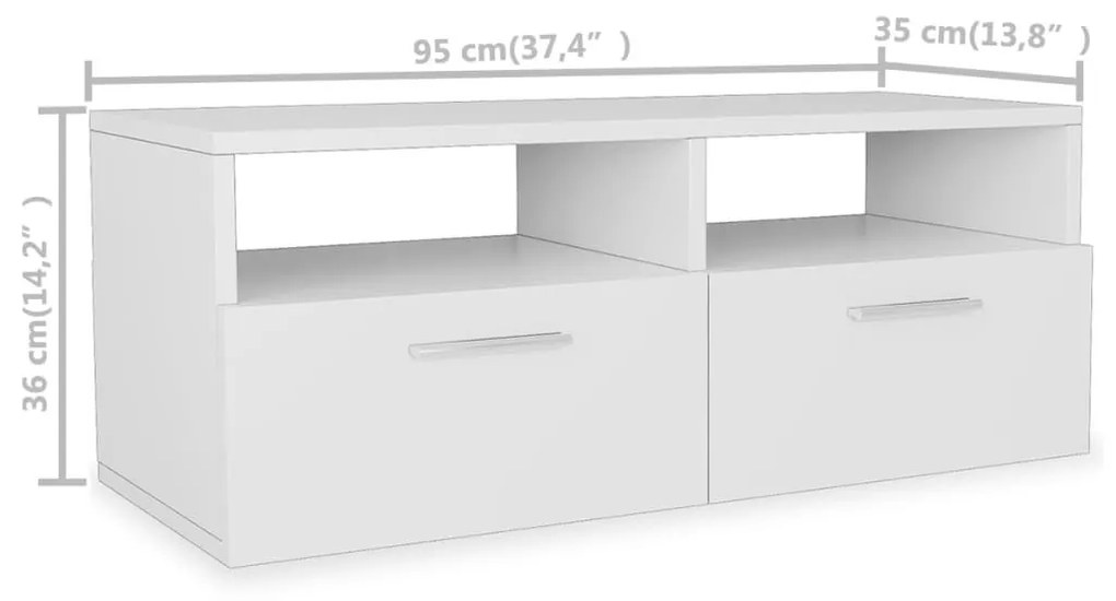 Έπιπλο Τηλεόρασης Λευκό 95 x 35 x 36 εκ. από Επεξ. Ξύλο - Λευκό