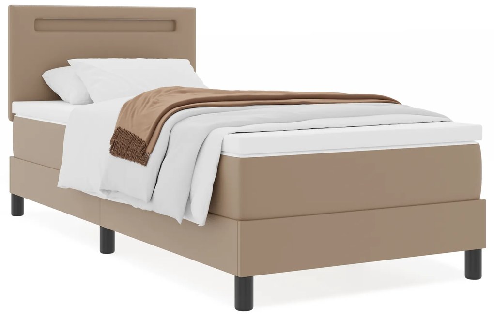 vidaXL Κρεβάτι Box Spring με Στρώμα Cappuccino, 100 x 200 εκ, από Συνθετικό Δέρμα