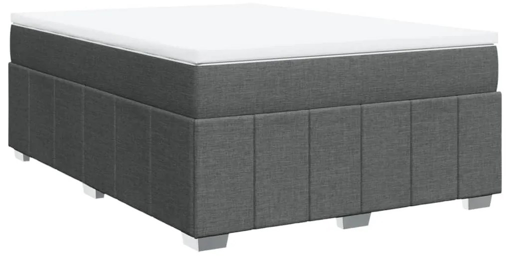 vidaXL Κρεβάτι Boxspring με Στρώμα Σκούρο Γκρι 140x190 εκ. Υφασμάτινο