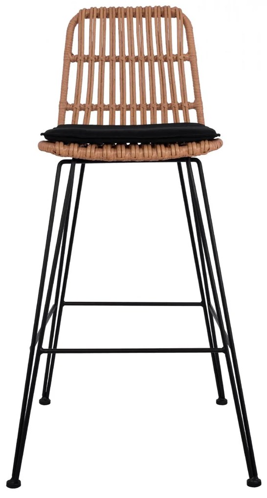Σκαμπό Μπαρ ALLEGRA C5452 Μεταλλικό με Μπέζ Wicker & Μαξιλάρι 56x60x109 εκ. 56x60x109 εκ.