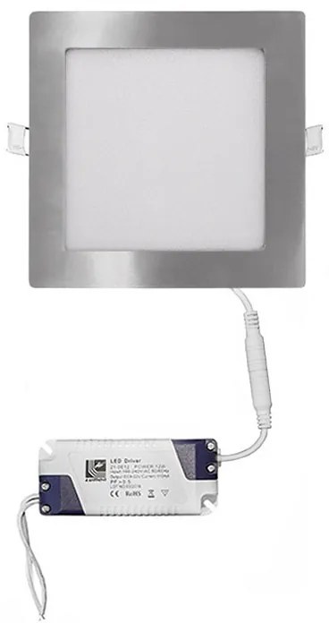Adeleq Led Φωτιστικό Ψευδοροφής Αλουμινίου Τετράγωνο 12W 6300K 120° Σατινέ 21-01220660