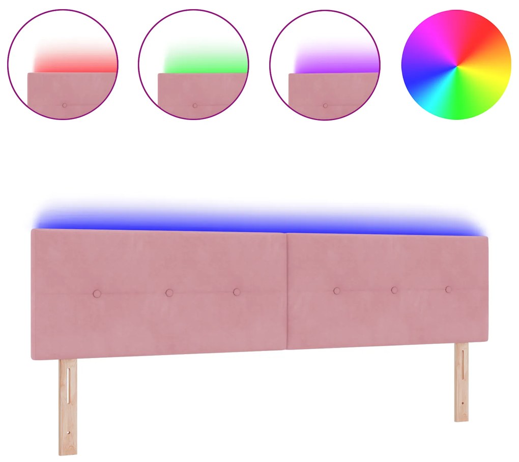 vidaXL Κεφαλάρι με φώτα λωρίδας LED με κεφαλάρι Ροζ 90 cm Βελούδο