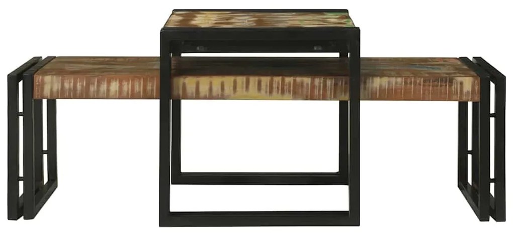 vidaXL Τραπεζάκι σαλονιού 2 pcs Πολύχρωμο Στερεό Ανακτηθέν Ξύλο