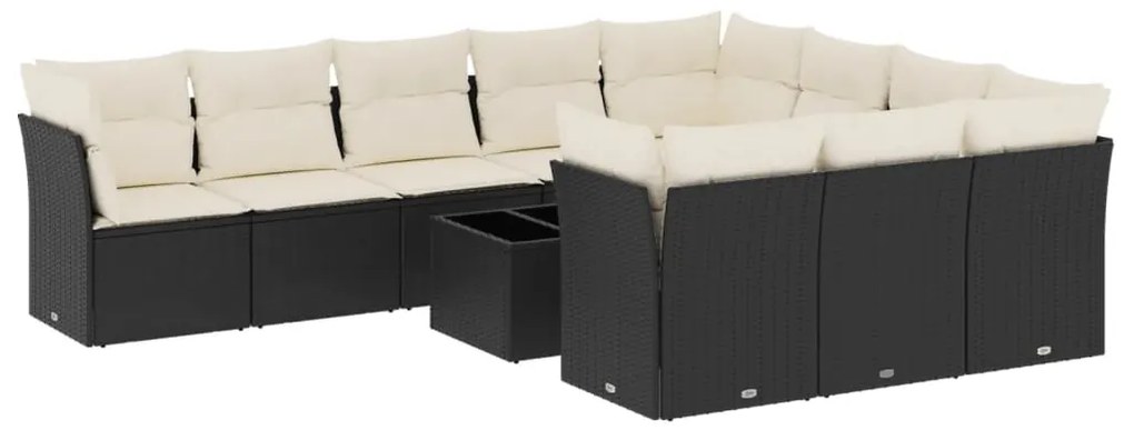 vidaXL Σαλόνι Κήπου Σετ 11 Τεμαχίων Μαύρο Συνθετικό Ρατάν με Μαξιλάρια