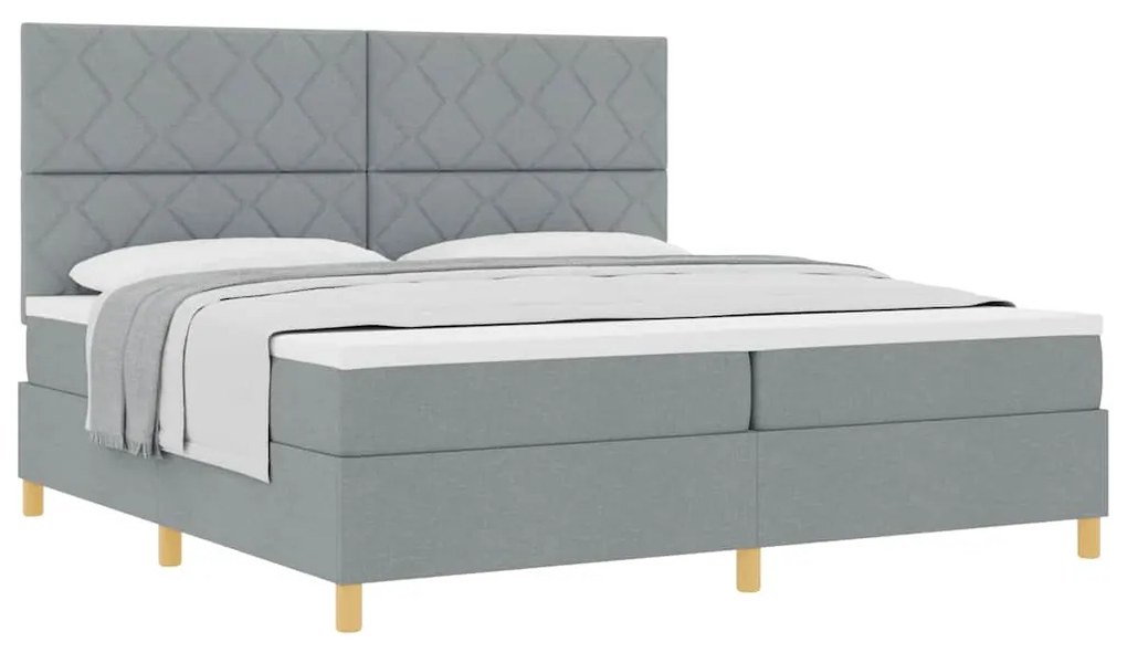 vidaXL Κρεβάτι με ελατήρια Ανοιχτό γκρι 200 x 200 cm ύφασμα