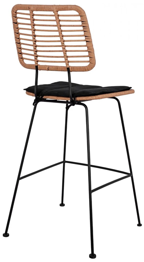 Σκαμπό Μπαρ ALLEGRA C5455 Μεταλλικό με Μπέζ Wicker &amp; Μαξιλάρι 46,5x55x117,5Υ εκ. 46.5x55x117.5 εκ.