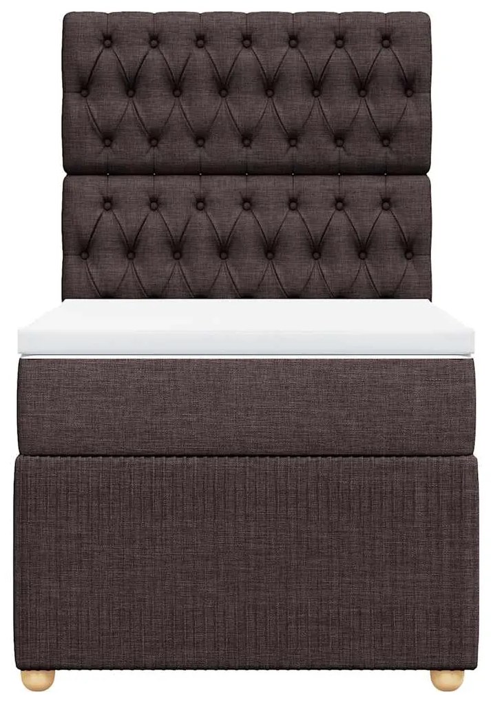 vidaXL Κρεβάτι Boxspring με Στρώμα Σκούρο Καφέ 100x200 εκ. Υφασμάτινο