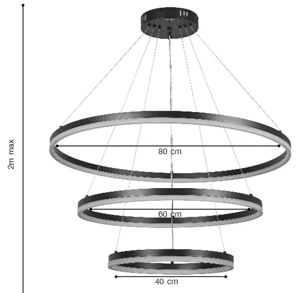 Κρεμαστό φωτιστικό LED 100W 3CCT (by switch on base) D:60cm (6095-A-Golden) - 6095-A-Golden