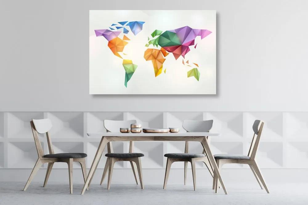 Εικόνα στον παγκόσμιο χάρτη χρώματος φελλού σε στυλ origami - 90x60