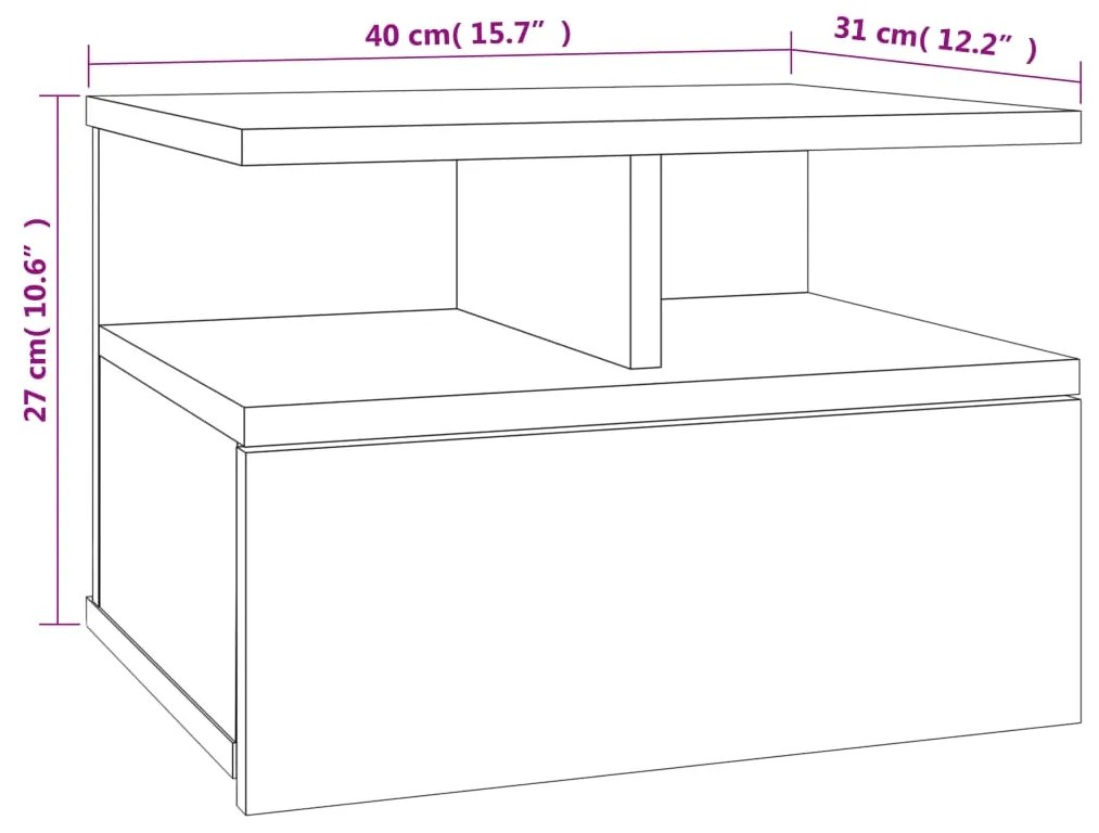 Κομοδίνα Κρεμαστά 2τεμ. Γκρι Σκυροδ. 40x31x27εκ. από Επεξ. Ξύλο 800414