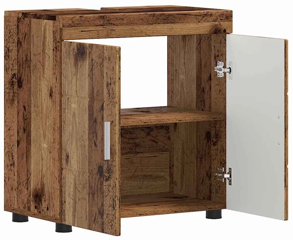 vidaXL Ντουλάπα νιπτήρα μπάνιου TULUM Παλαιό ξύλο 60 x 34 x 63 εκ