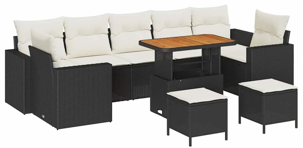 vidaXL Σετ Καναπέ Κήπου 10 pcs Μαύρο συνθετικό ρατάν